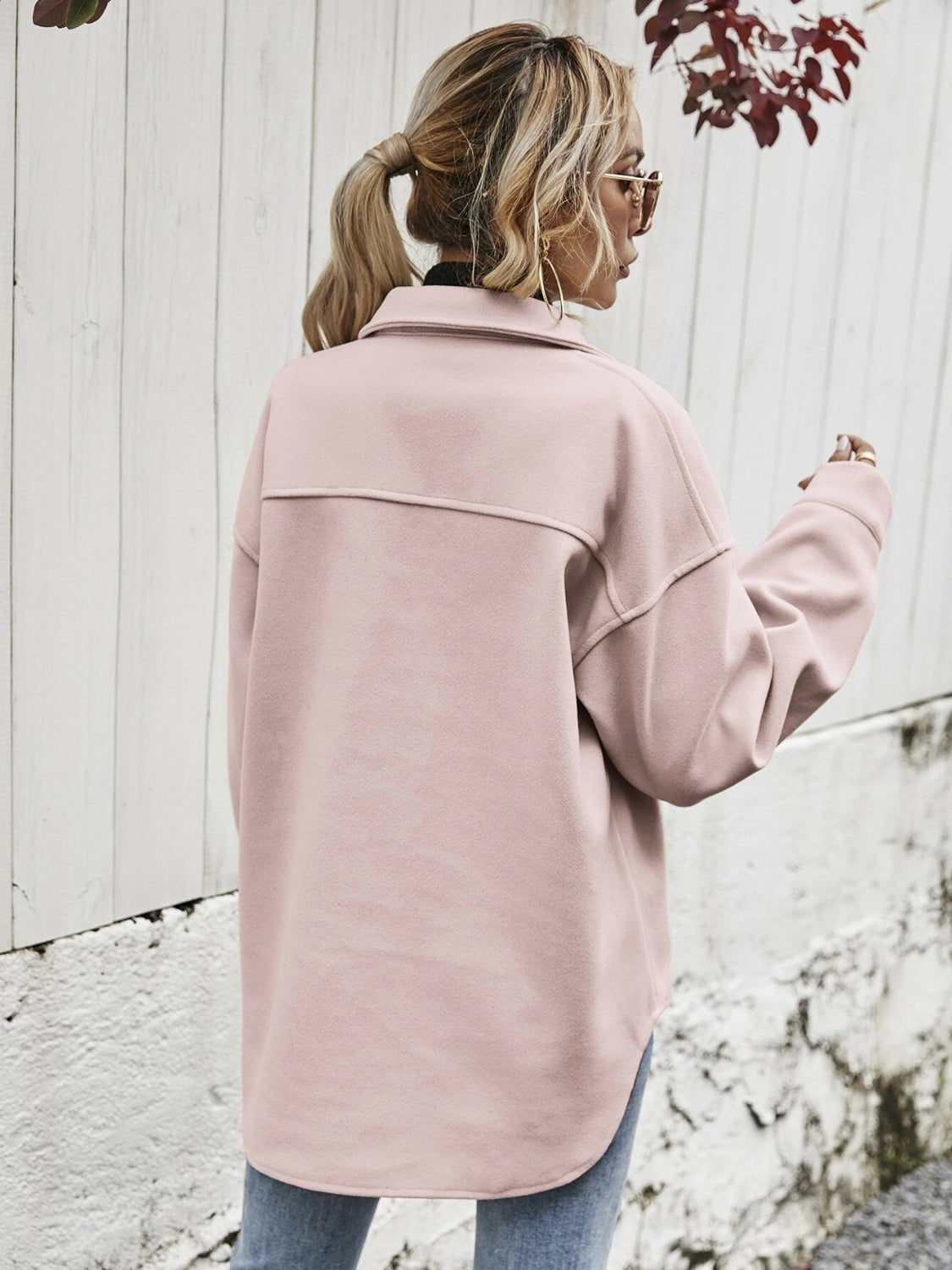Shaley Dropped Shoulder Shacket with Pockets- 1 size XL/Blush Pink left! FINAL SALE!
