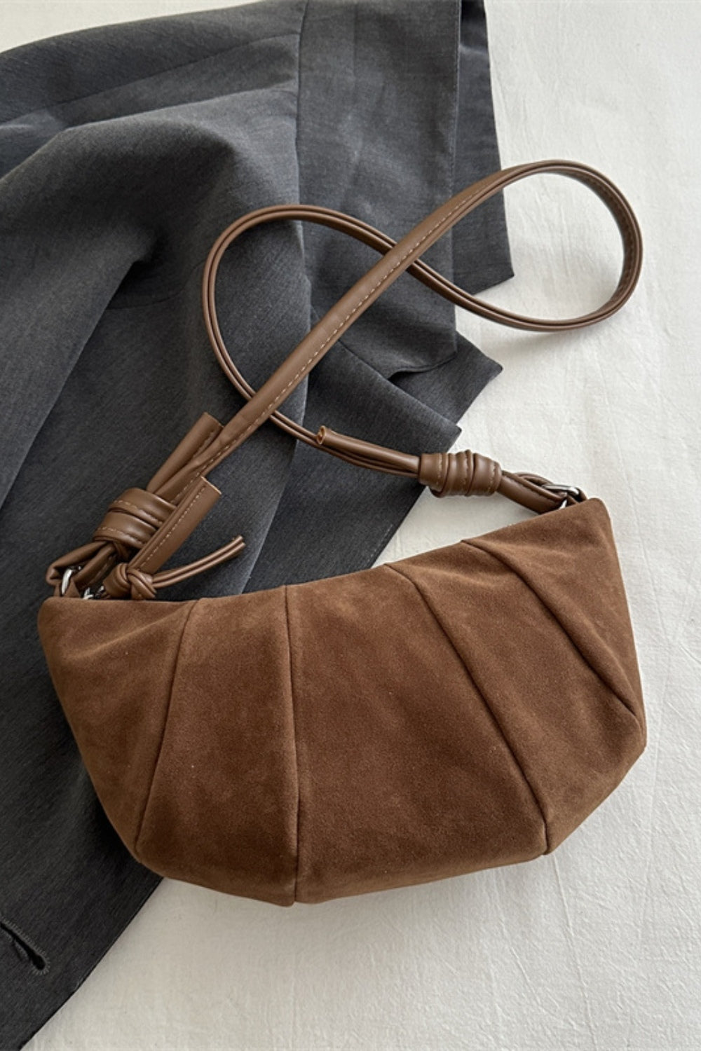 PREORDER Suede Croissant Shape Shoulder Bag