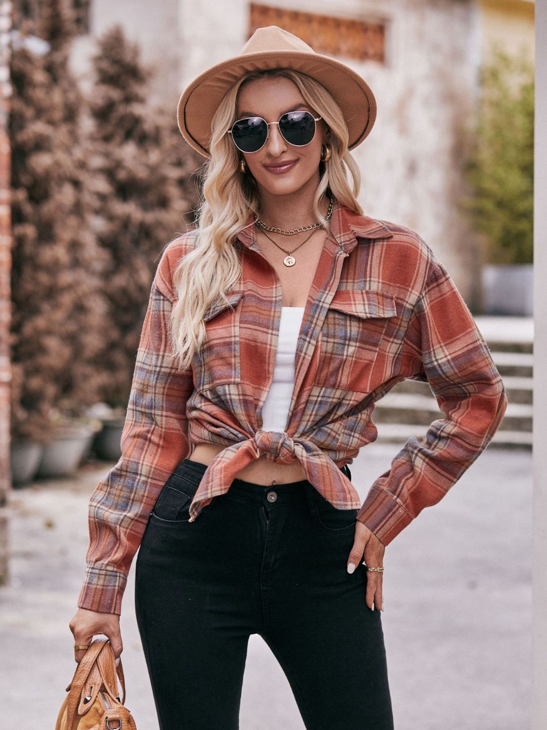 PREORDER Mandy Plaid Dropped Shoulder Longline Shirt