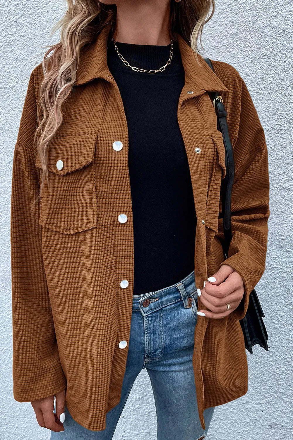 PREORDER Pocketed Snap Down Long Sleeve Jacket 2/9