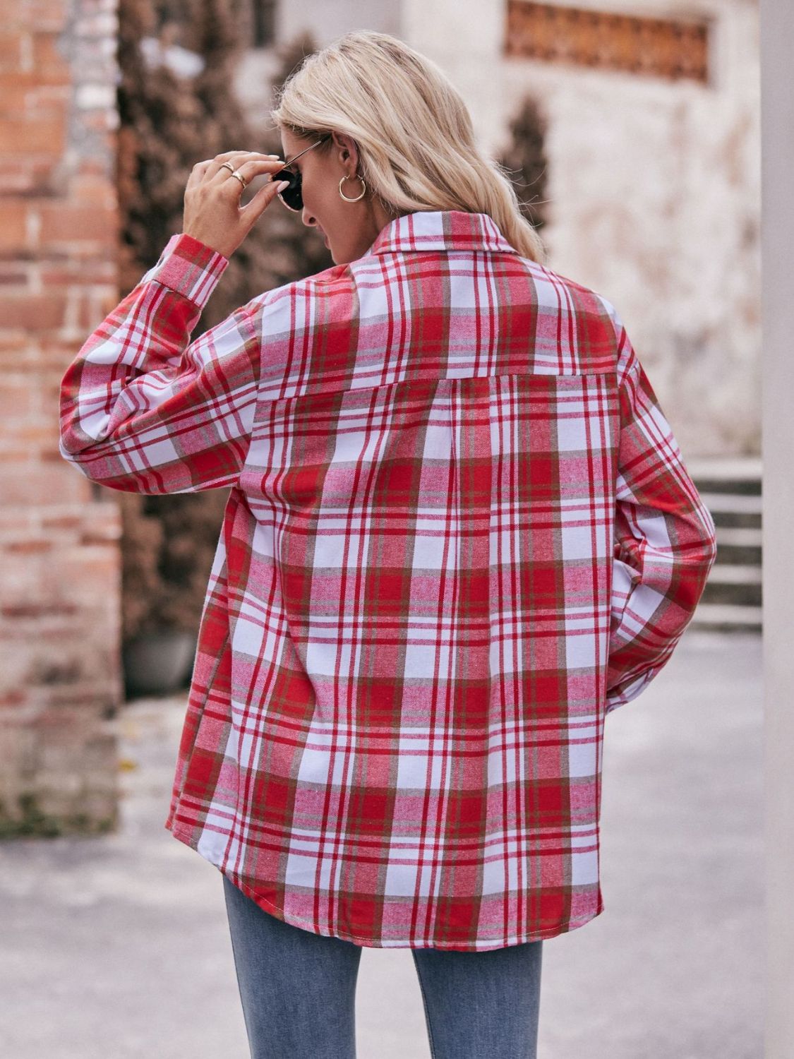 PREORDER Mandy Plaid Dropped Shoulder Longline Shirt