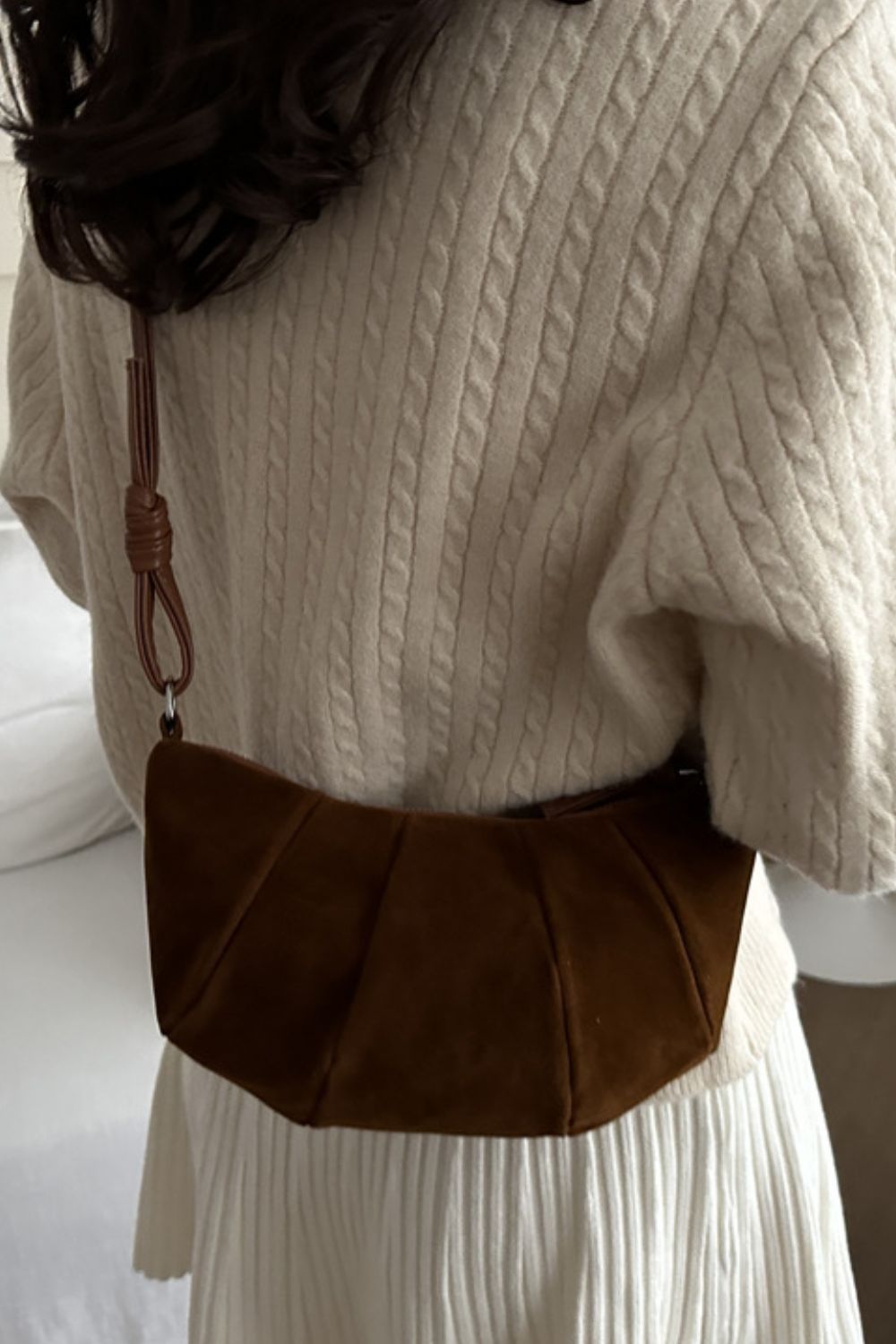 PREORDER Suede Croissant Shape Shoulder Bag