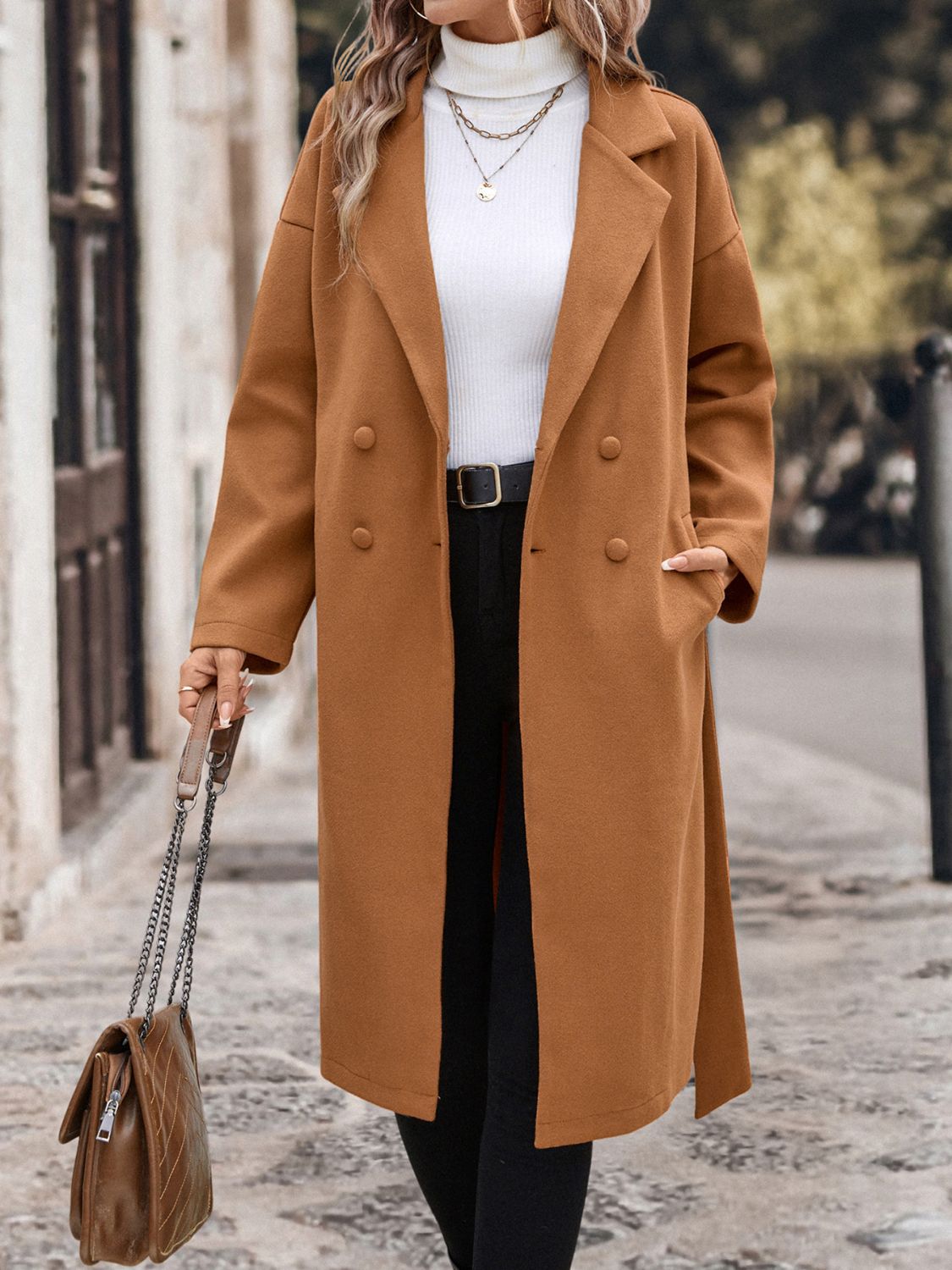 PREORDER Perfee Dropped Shoulder Tie Waist Coat 2/9