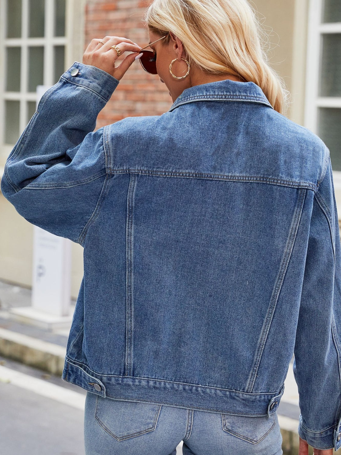 PREORDER Pocketed Collared Neck Denim Jacket