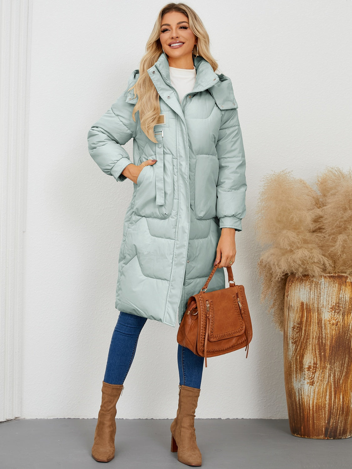 PREORDER Long Sleeve Longline Hooded Winter Coat