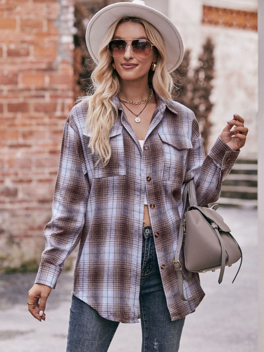 PREORDER Mandy Plaid Dropped Shoulder Longline Shirt