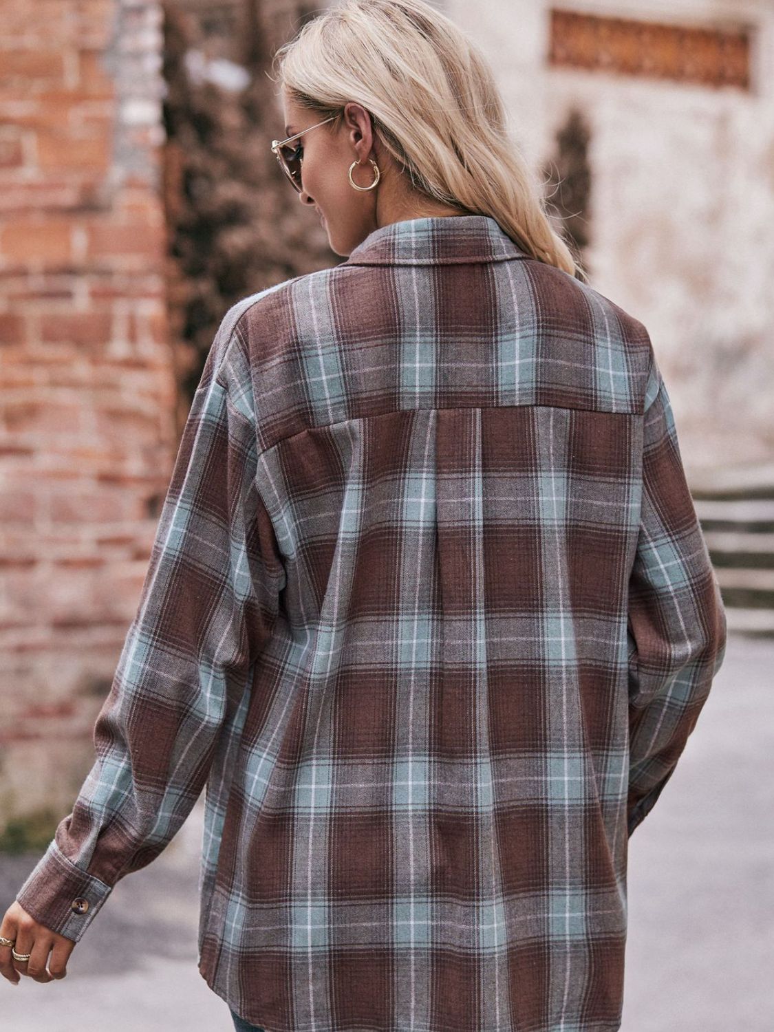 PREORDER Mandy Plaid Dropped Shoulder Longline Shirt