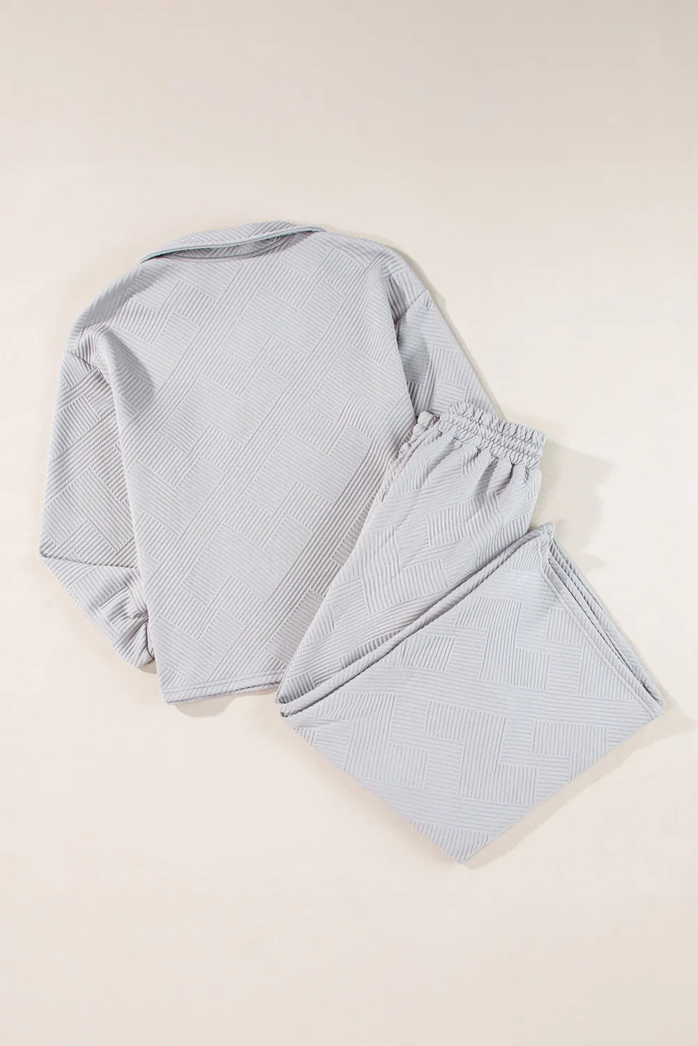 PREORDER Textured Long Sleeve Top and Drawstring Pants Set 2/9