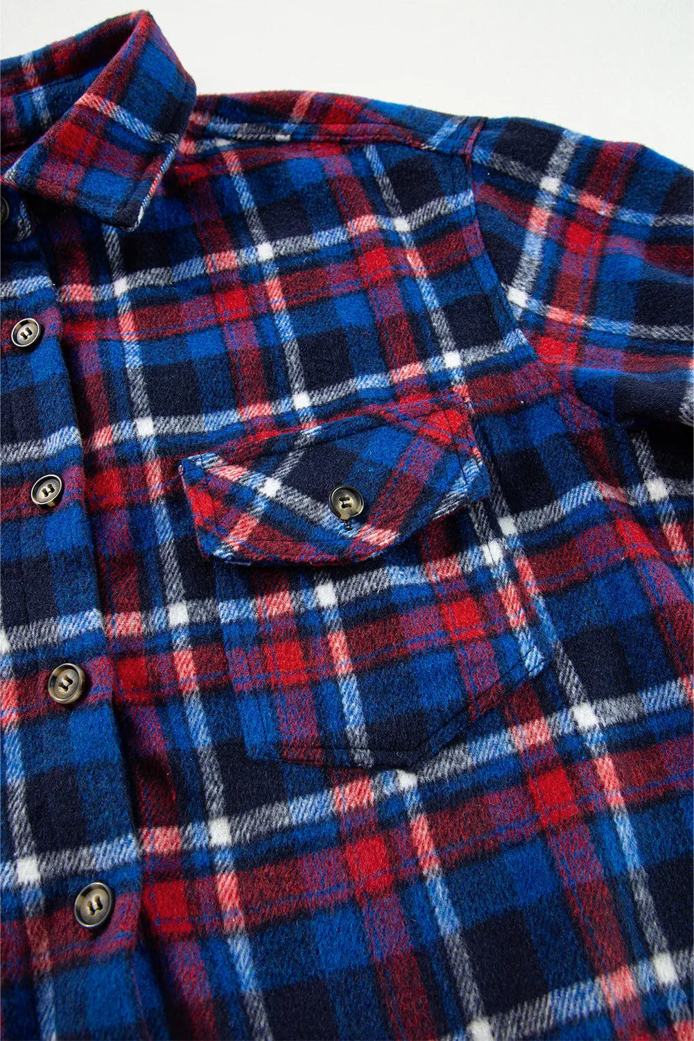 PREORDER Pocketed Plaid Collared Neck Long Sleeve Shacket 2/9
