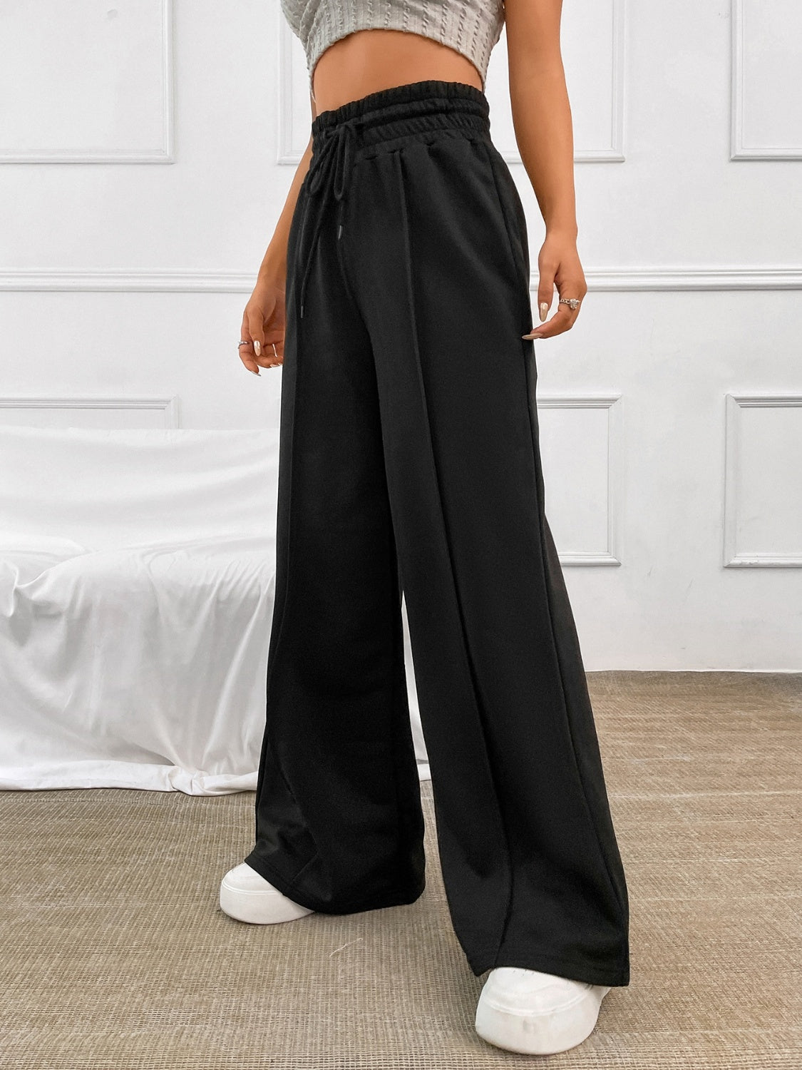 PREORDER Honey Drawstring Elastic Waist Wide Leg Pants 2/9