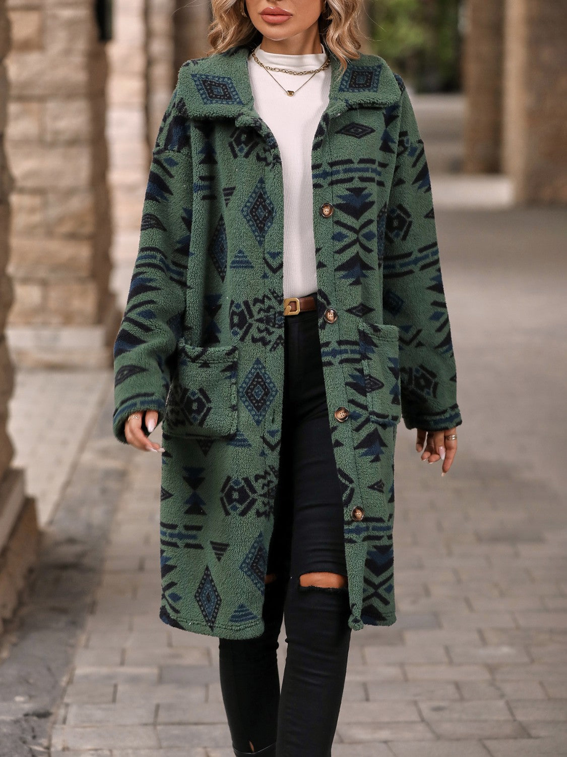 PREORDER Geometric Pocketed Dropped Shoulder Coat 2/9