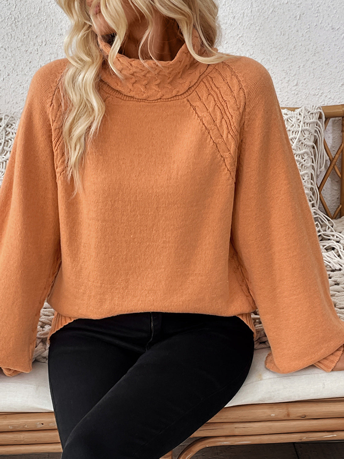 PREORDER Cable-Knit Turtleneck Long Sleeve Sweater 2/9