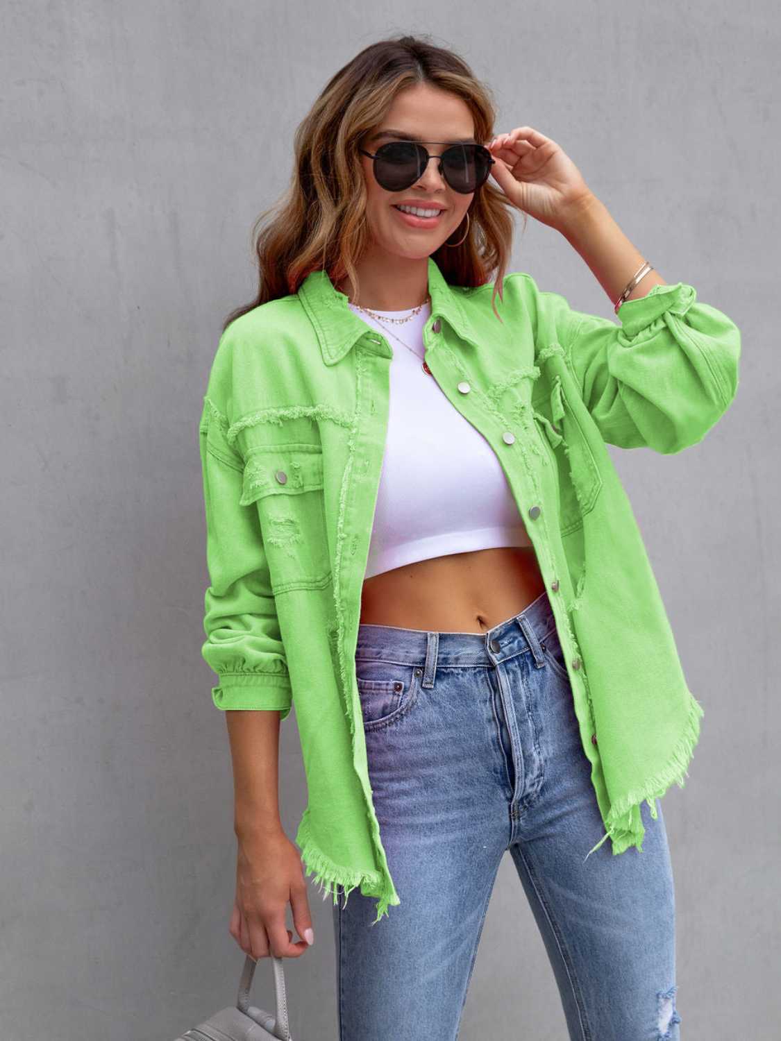 PREORDER Distressed Drop Shoulder Denim Jacket 2/9
