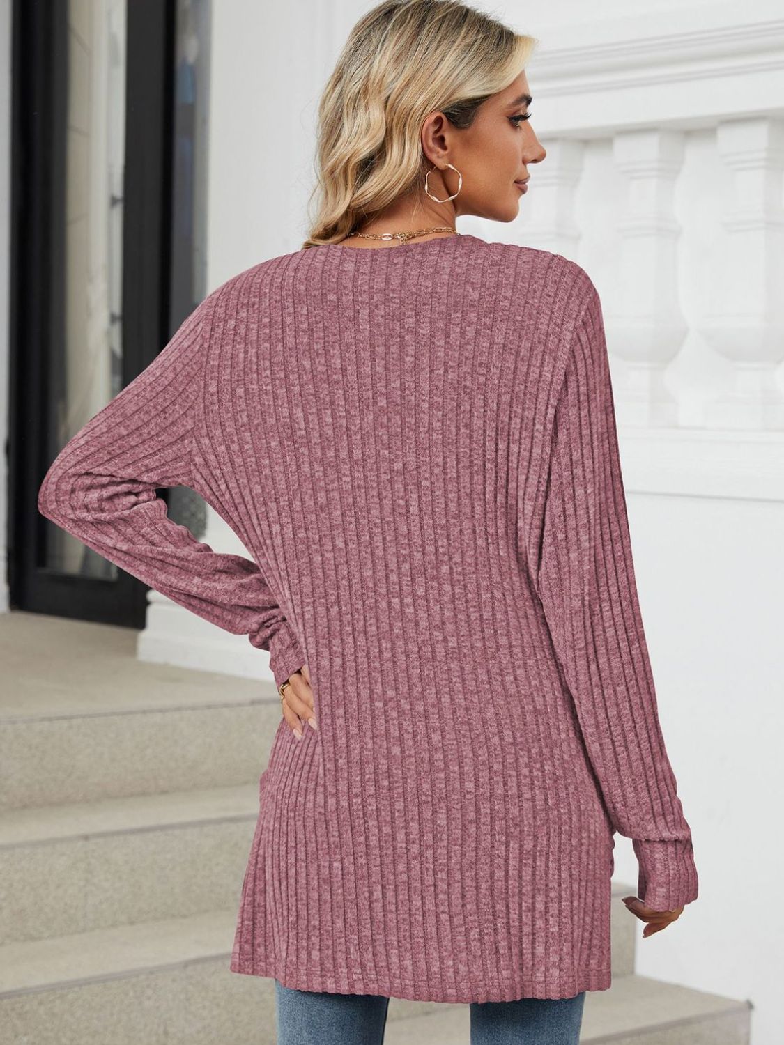 PREORDER Pocketed Open Front Long Sleeve Cardigan 2/9
