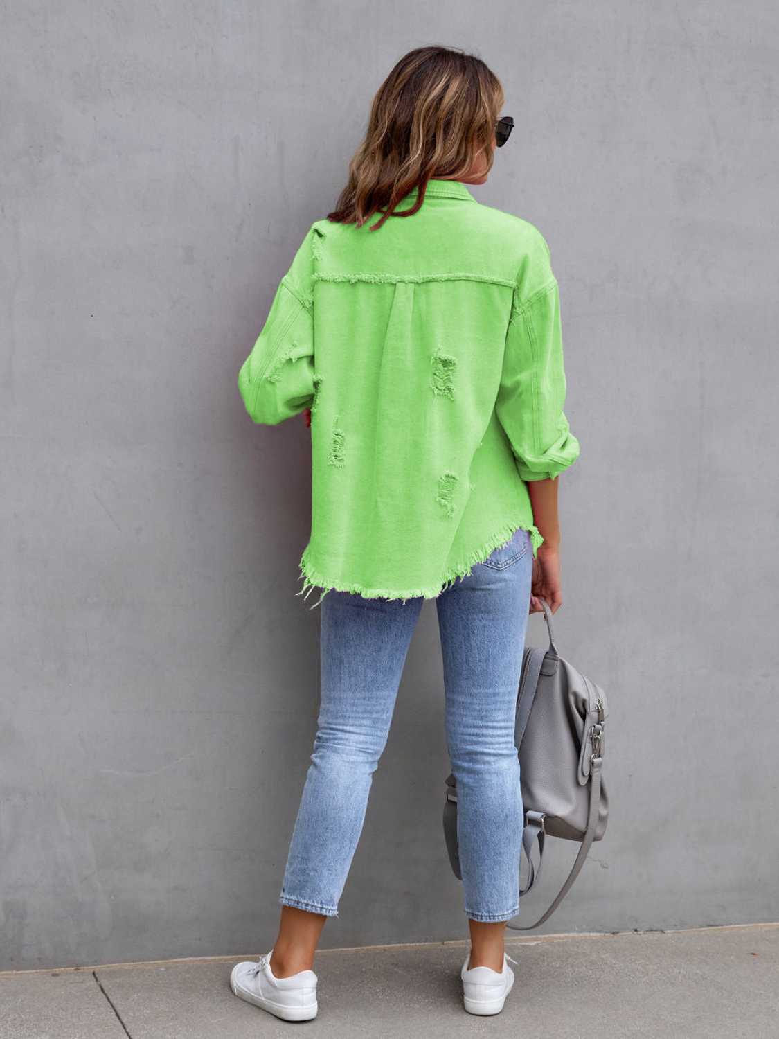 PREORDER Distressed Drop Shoulder Denim Jacket 2/9