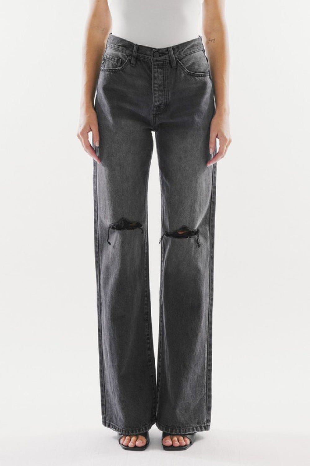 Kallie Kancan High Waist Distressed Knee Jeans- 1 size 9/28 left! FINAL SALE!