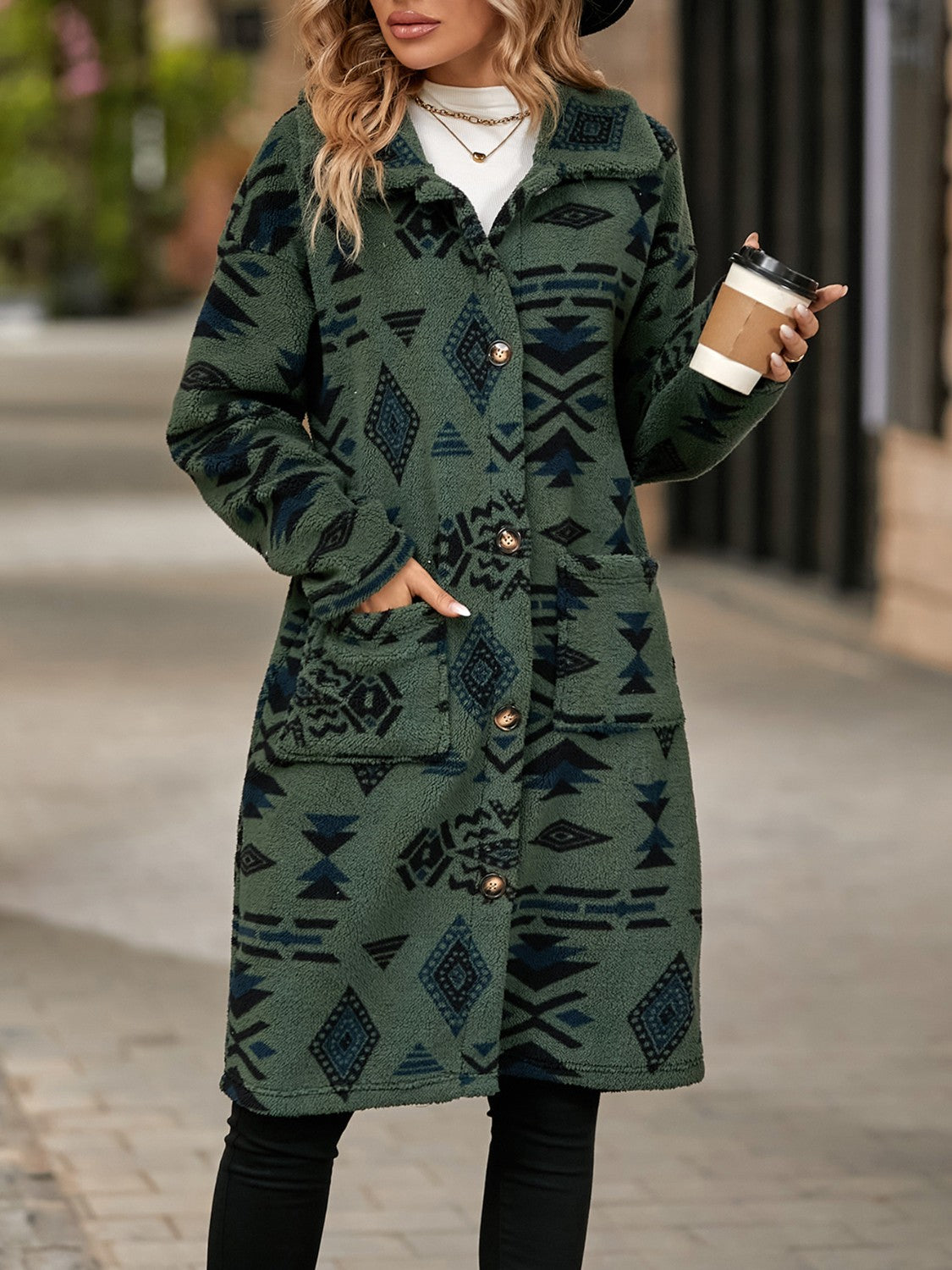 PREORDER Geometric Pocketed Dropped Shoulder Coat 2/9