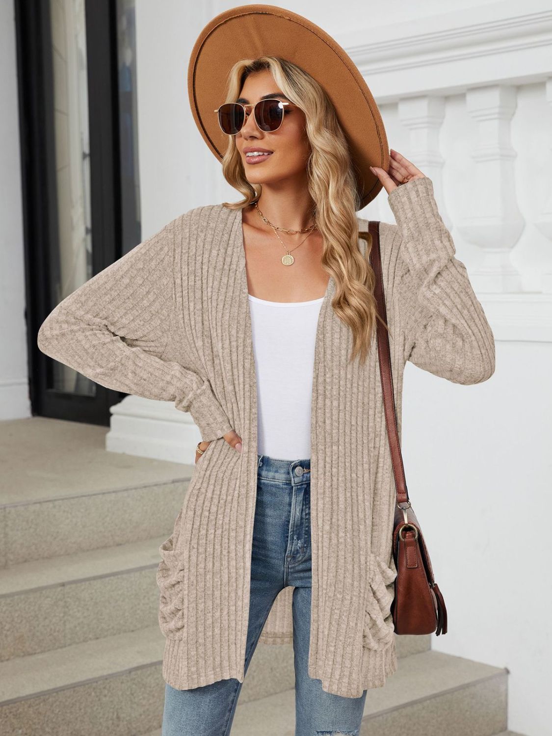 PREORDER Pocketed Open Front Long Sleeve Cardigan 2/9