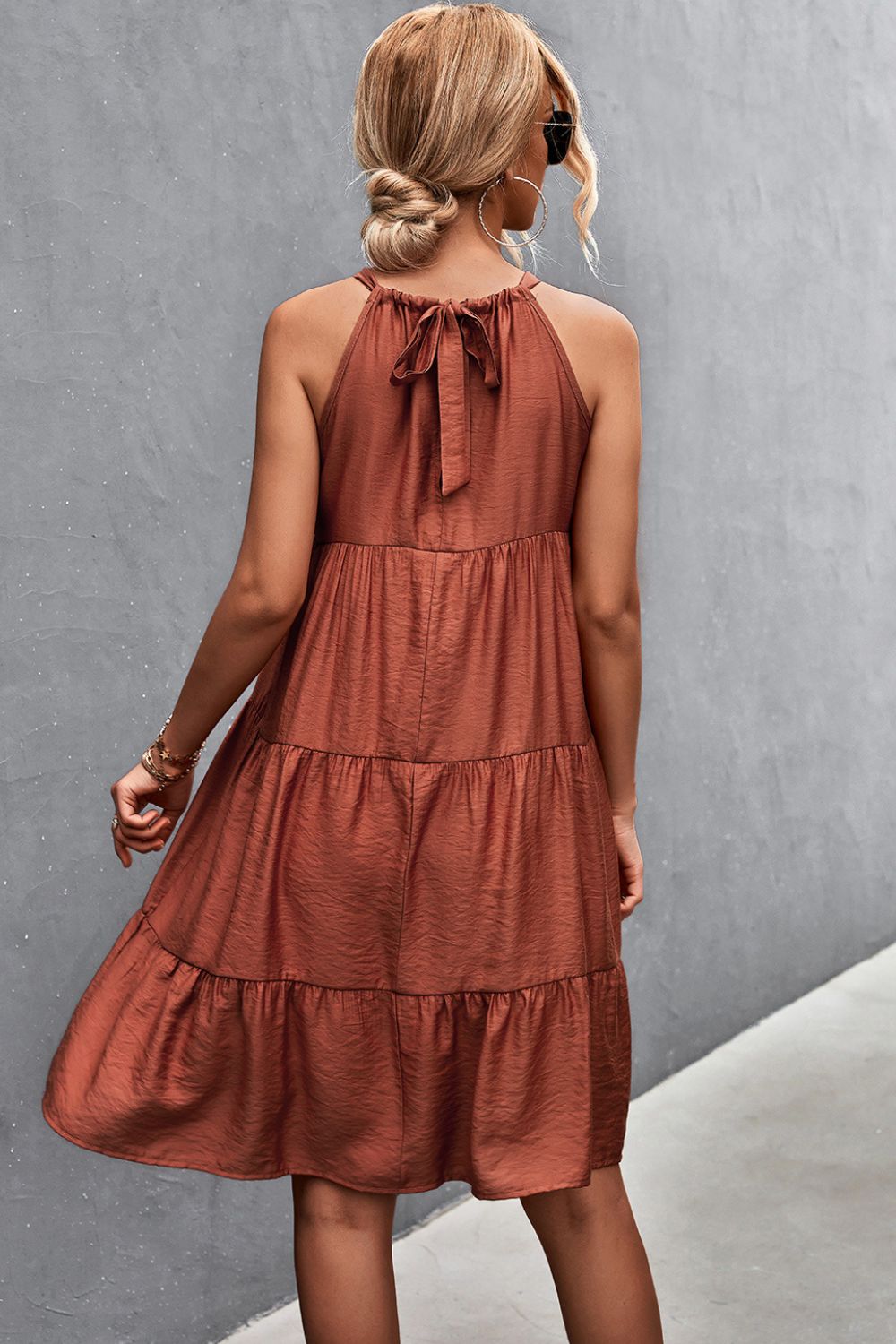 Talia Grecian Tiered Sleeveless Dress- 1 size Small/Brick left! FINAL SALE!