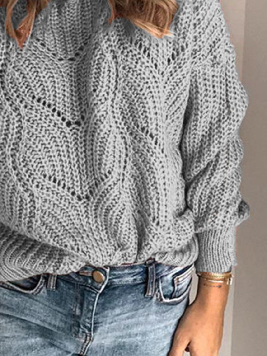 London Openwork Round Neck- 1 size Small, Khaki left! FINAL SALE!