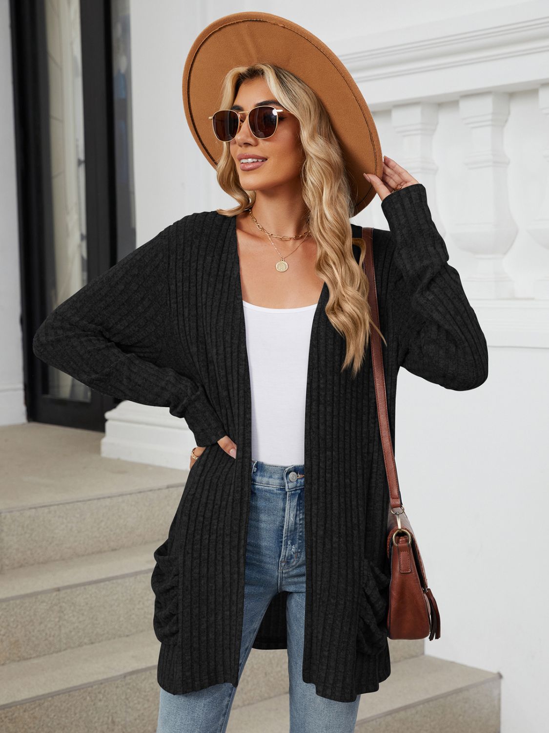 PREORDER Pocketed Open Front Long Sleeve Cardigan 2/9