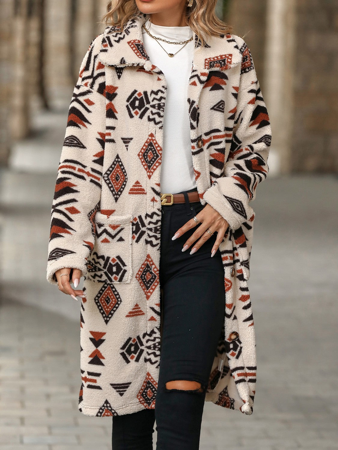 PREORDER Geometric Pocketed Dropped Shoulder Coat 2/9