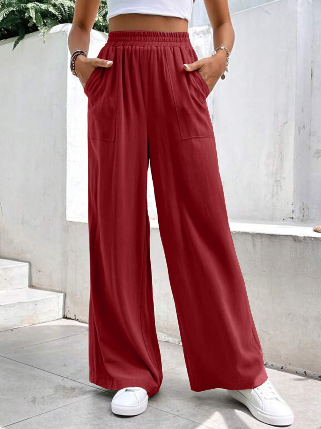 PREORDER High Waist Wide Leg Pants with Pockets