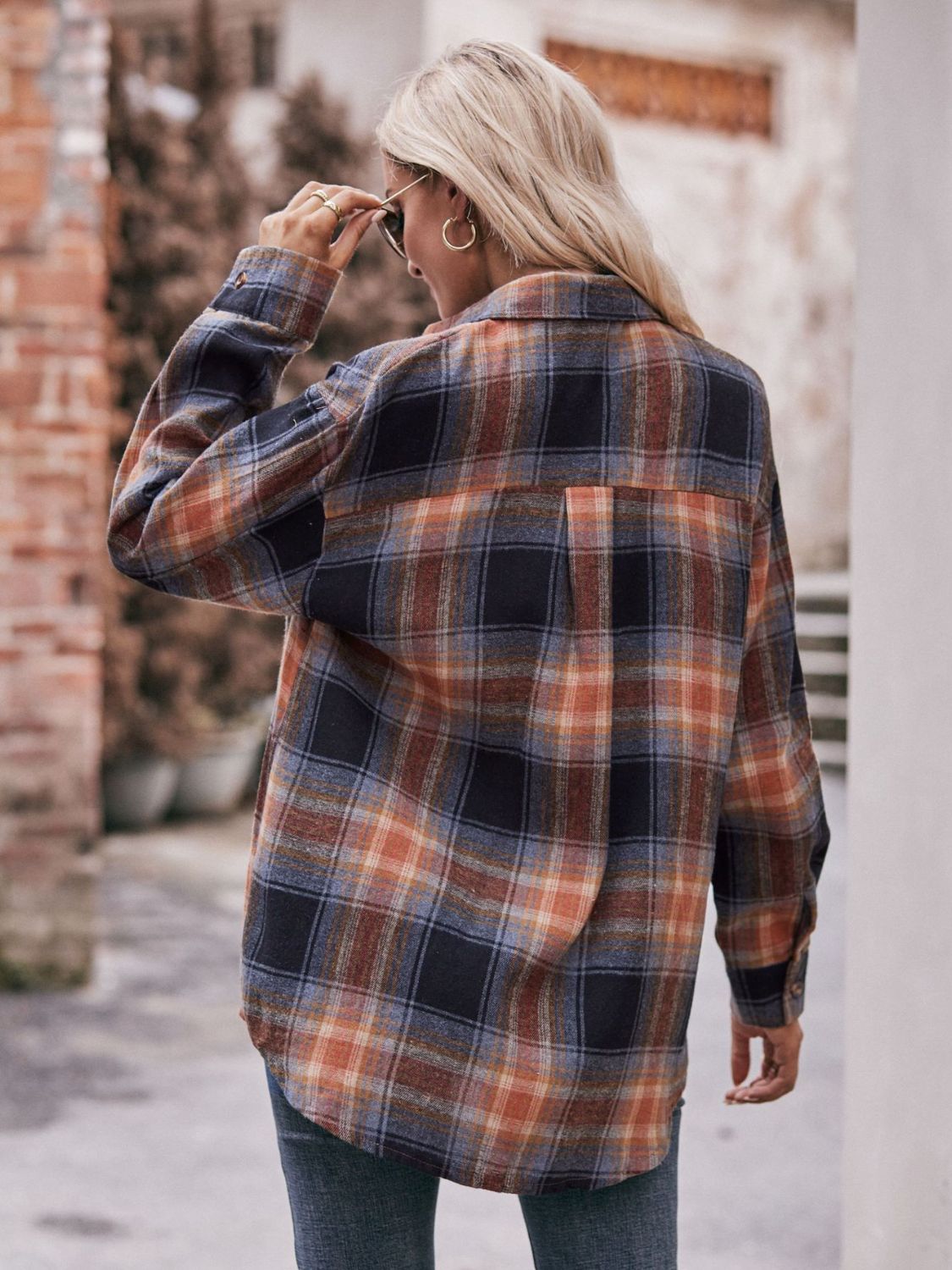 PREORDER Mandy Plaid Dropped Shoulder Longline Shirt