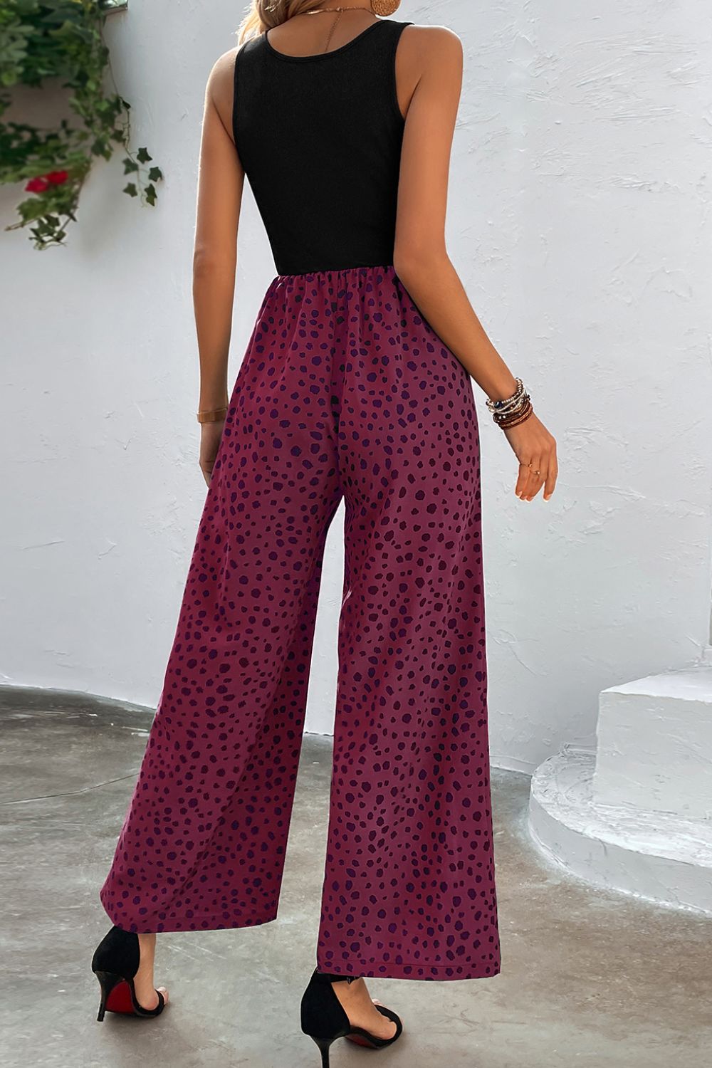 Emily Two-Tone Square Neck Wide Leg Jumpsuit- 1 size XL, Forest left! FINAL SALE!