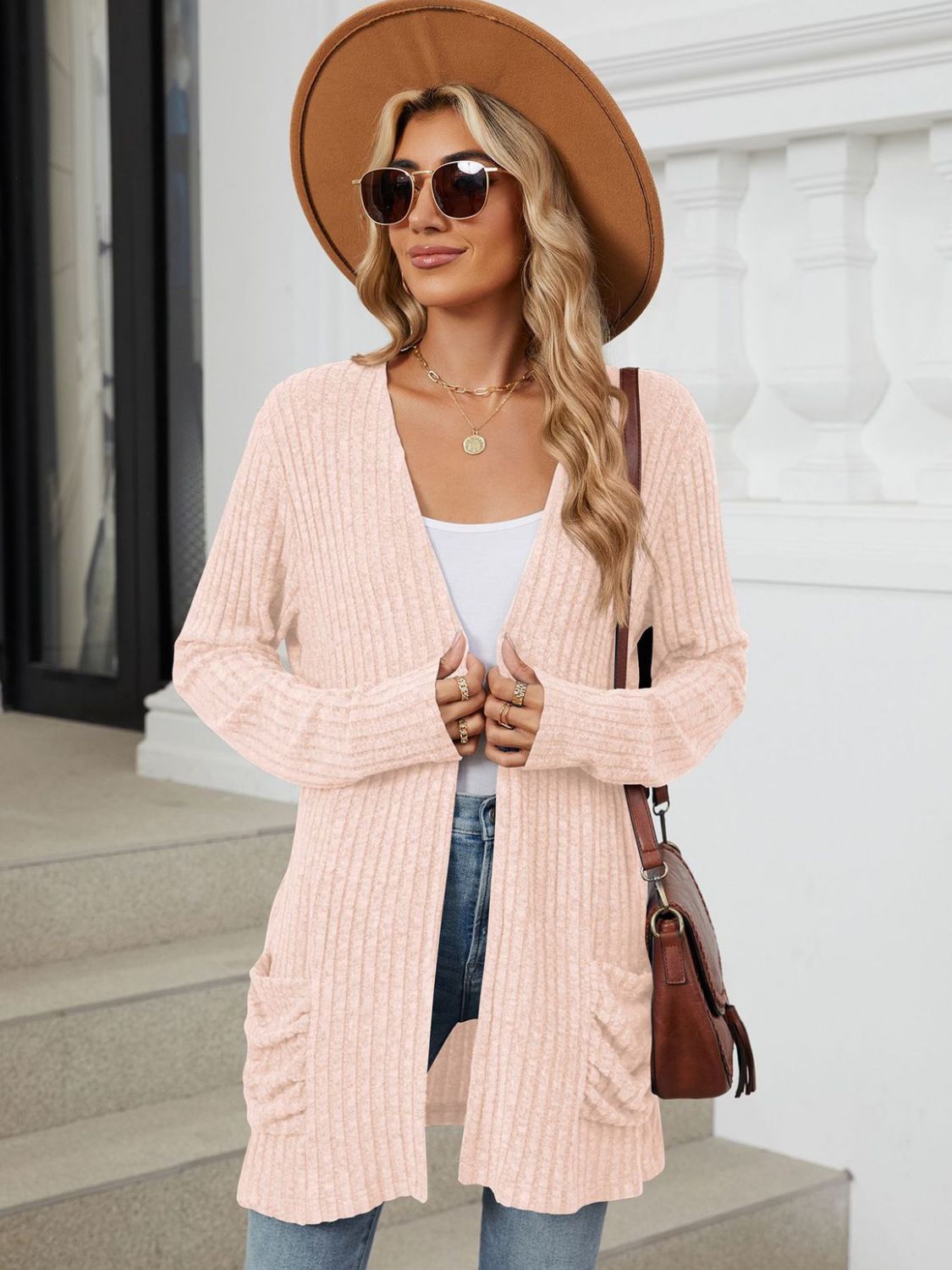 PREORDER Pocketed Open Front Long Sleeve Cardigan 2/9