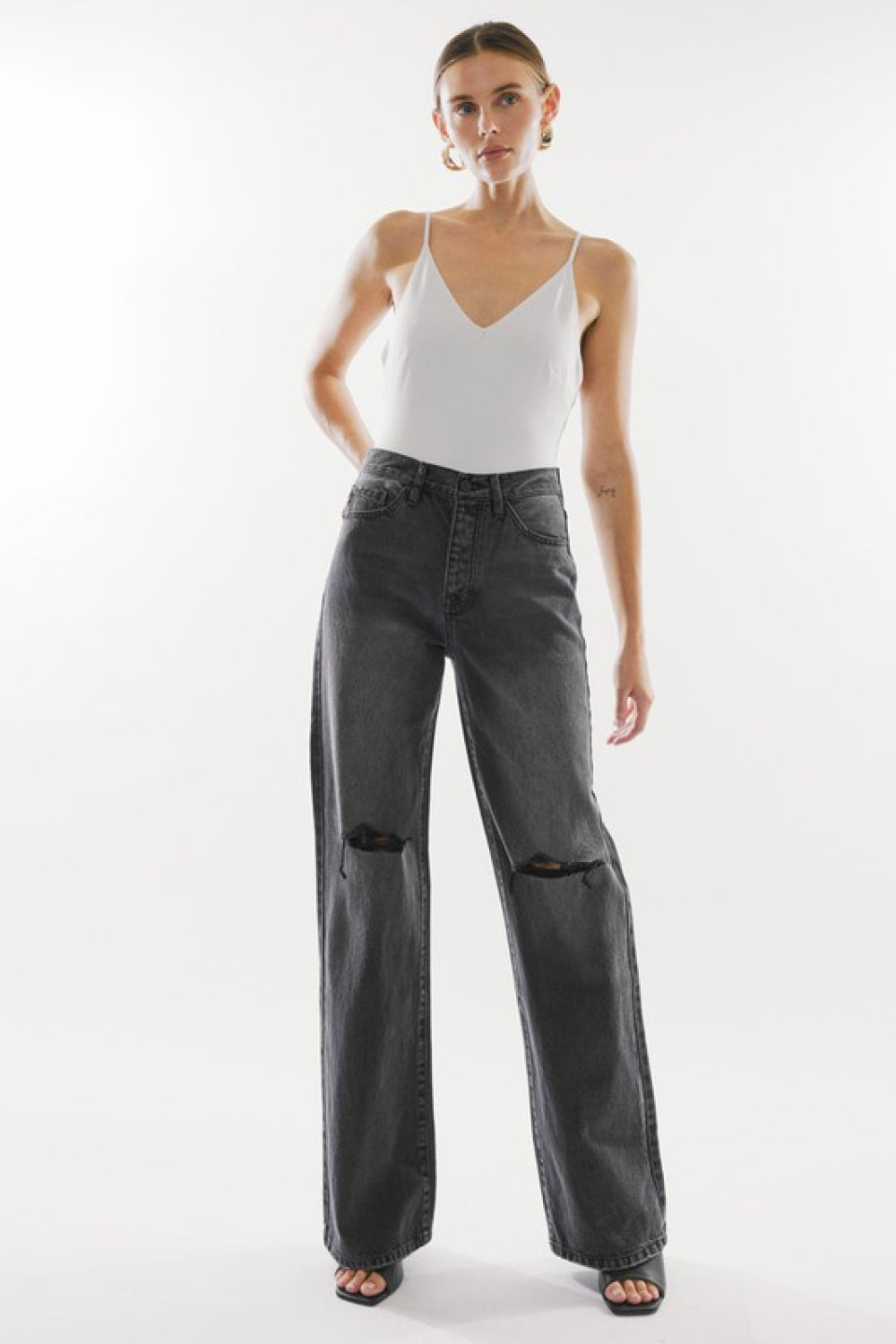 Kallie Kancan High Waist Distressed Knee Jeans- 1 size 9/28 left! FINAL SALE!