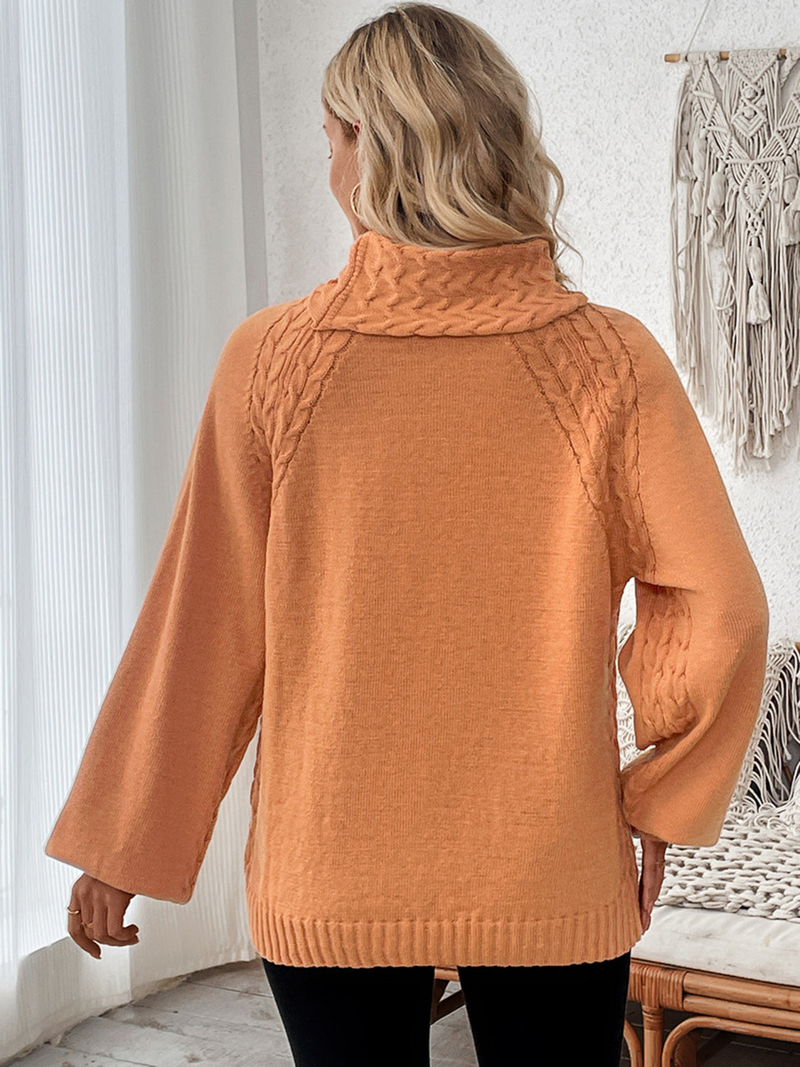 PREORDER Cable-Knit Turtleneck Long Sleeve Sweater 2/9