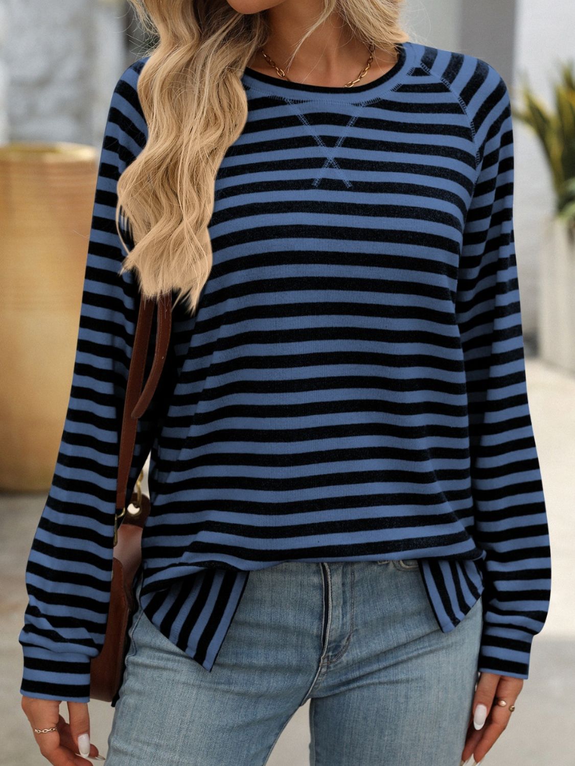 PREORDER Mandy Striped Round Neck Long Sleeve T-Shirt