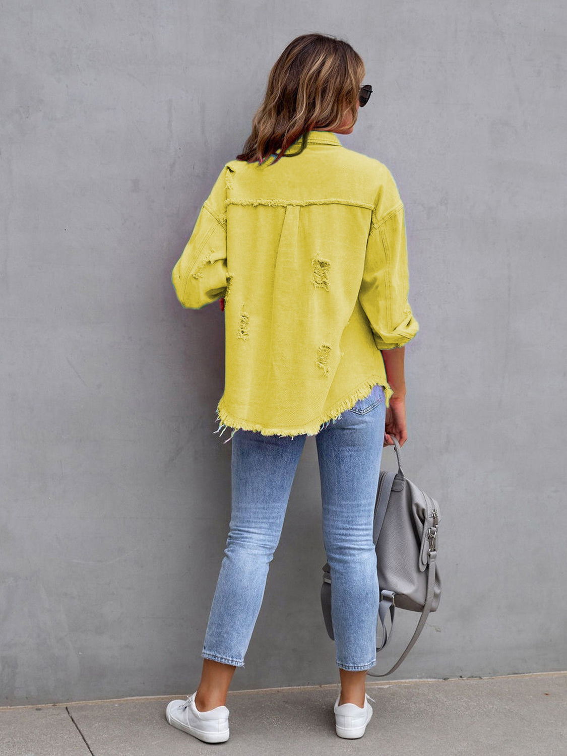 PREORDER Distressed Drop Shoulder Denim Jacket 2/9