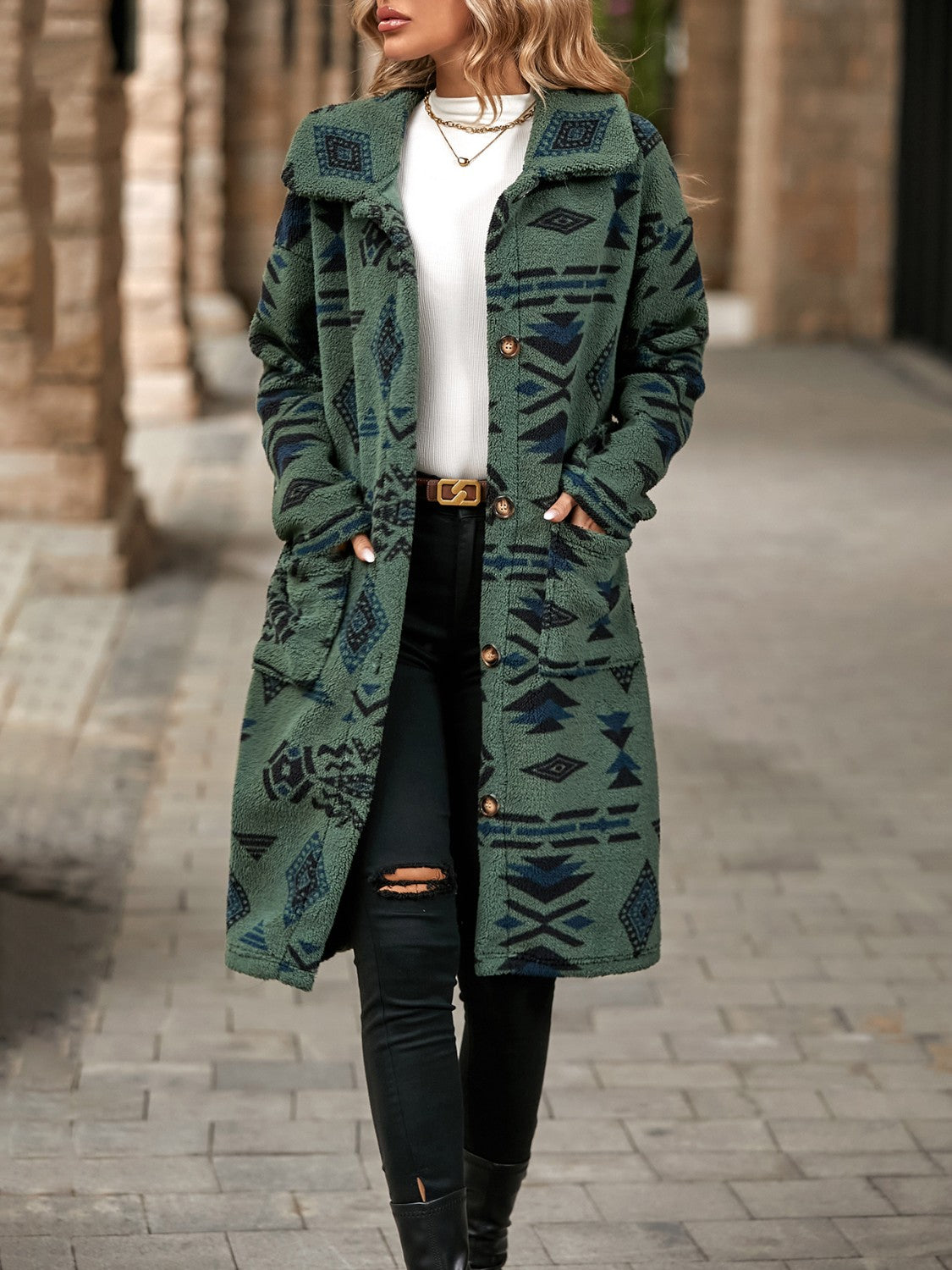 PREORDER Geometric Pocketed Dropped Shoulder Coat 2/9