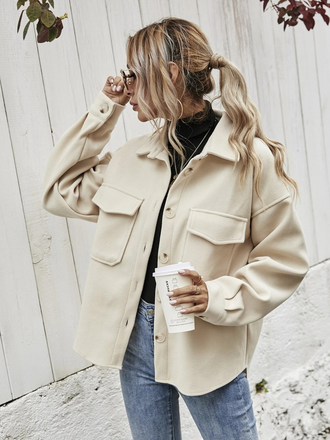 Shaley Dropped Shoulder Shacket with Pockets- 1 size XL/Blush Pink left! FINAL SALE!