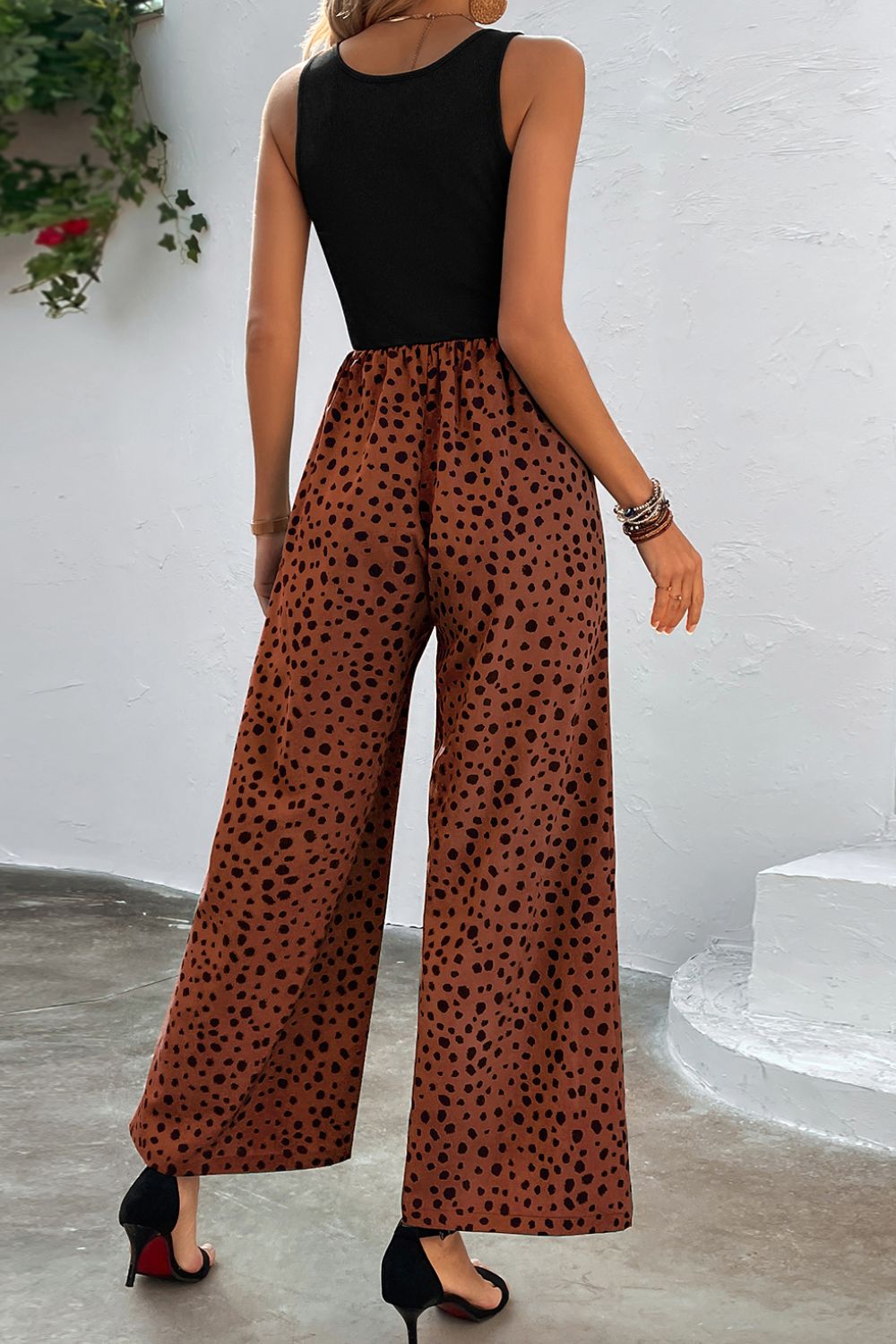Emily Two-Tone Square Neck Wide Leg Jumpsuit- 1 size XL, Forest left! FINAL SALE!