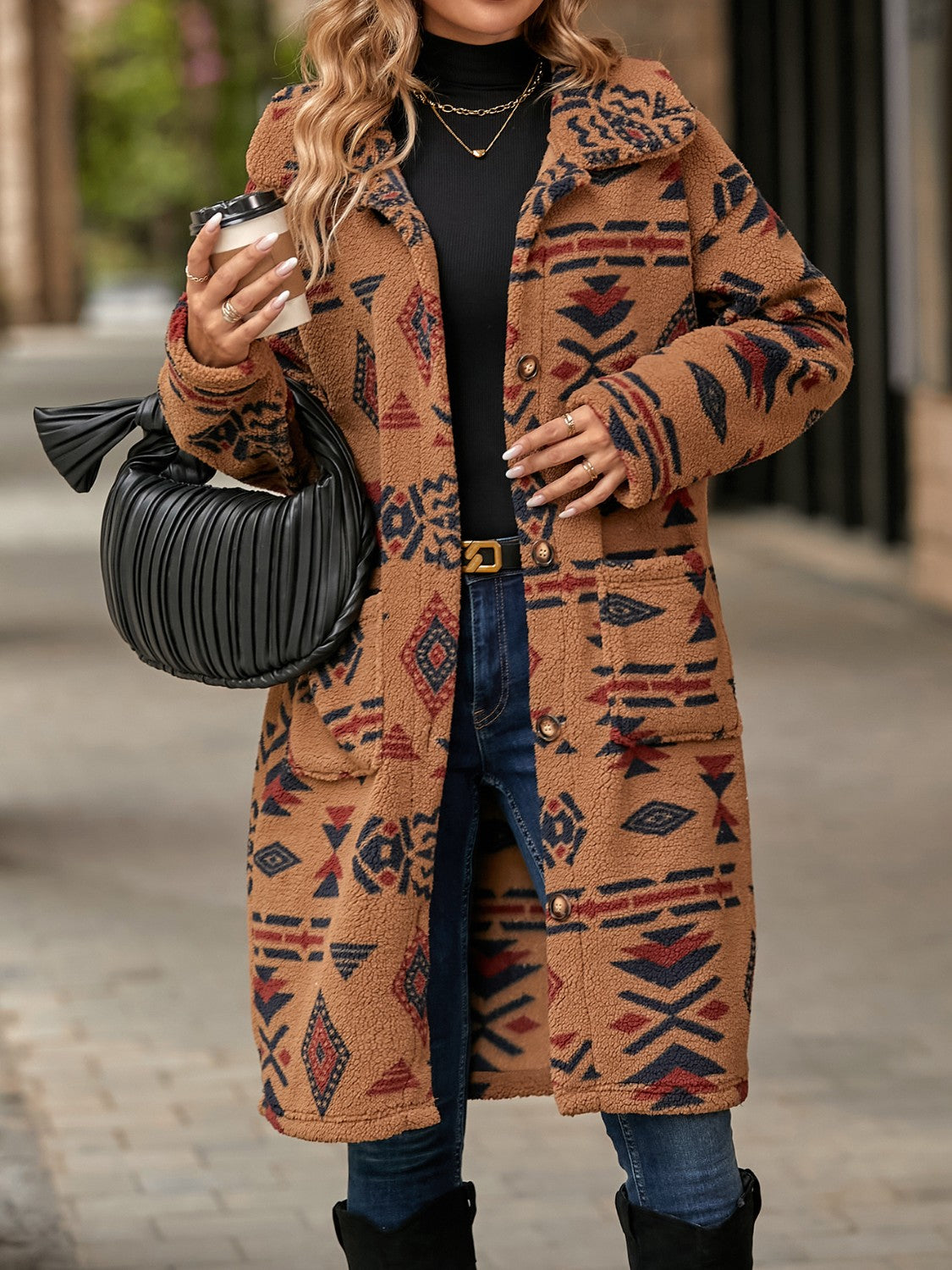 PREORDER Geometric Pocketed Dropped Shoulder Coat 2/9