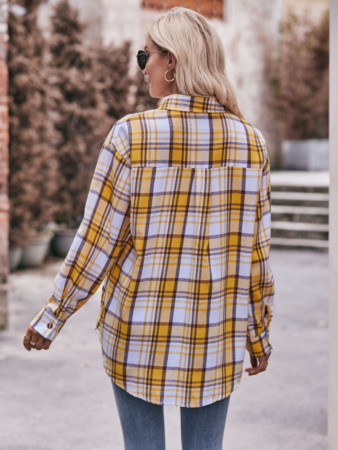 PREORDER Mandy Plaid Dropped Shoulder Longline Shirt
