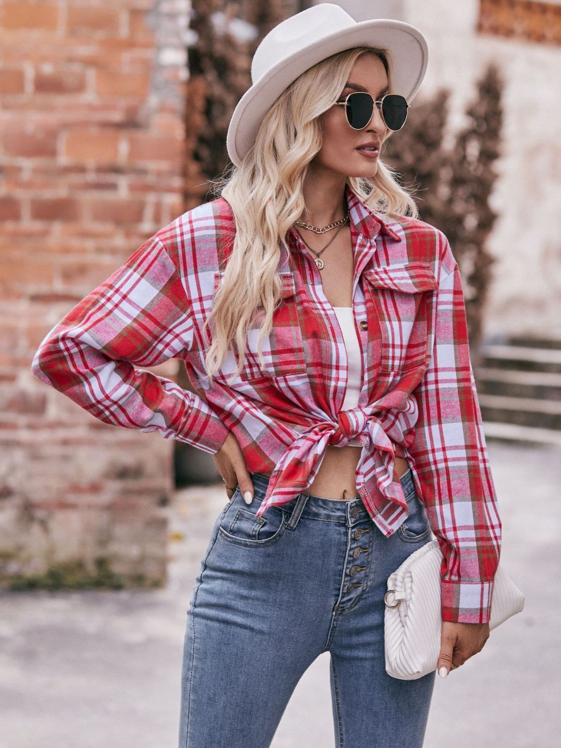 PREORDER Mandy Plaid Dropped Shoulder Longline Shirt