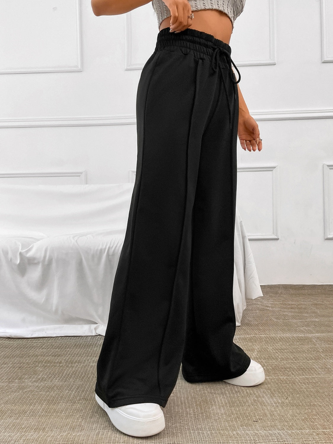 PREORDER Honey Drawstring Elastic Waist Wide Leg Pants 2/9