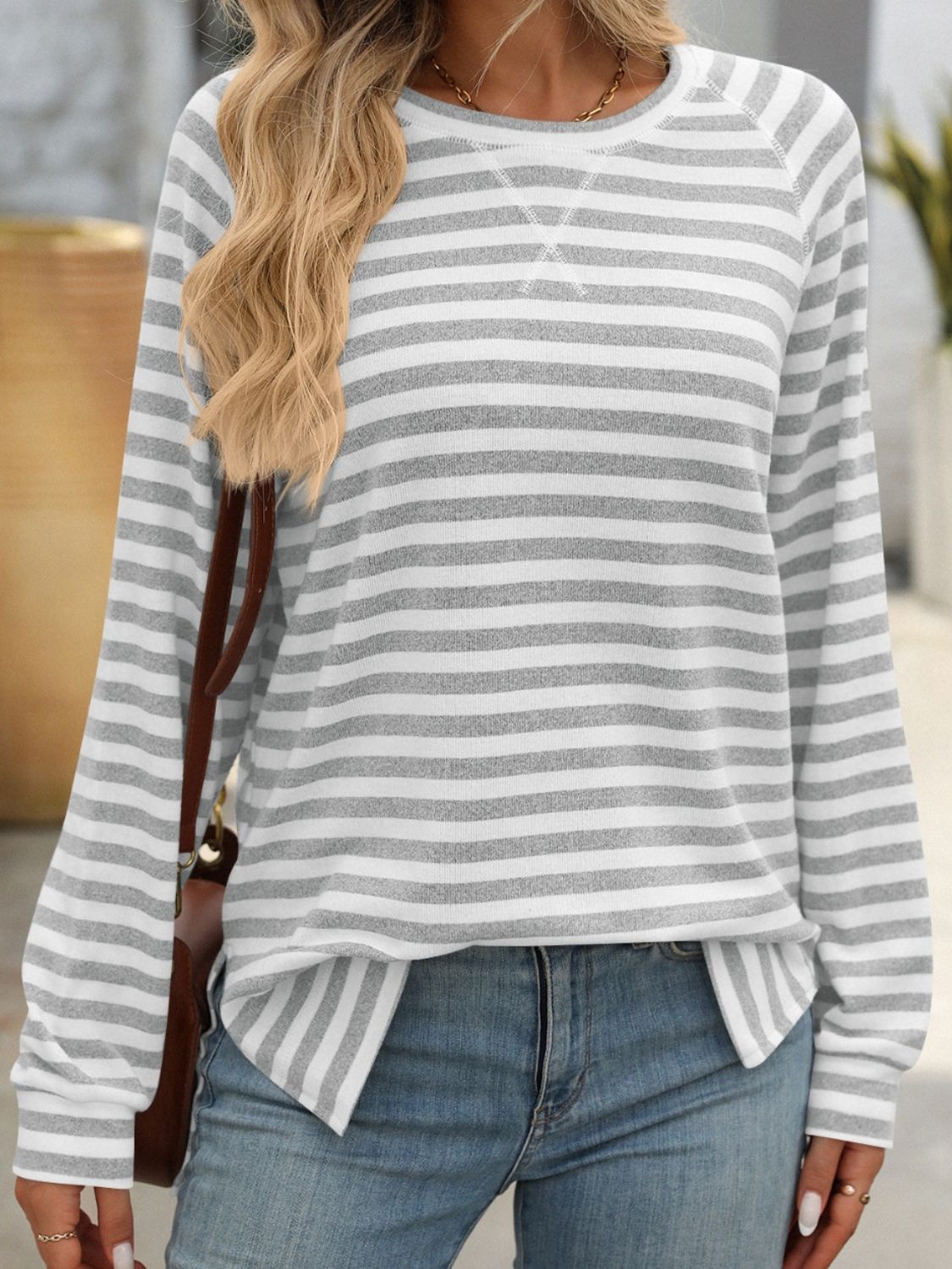 PREORDER Mandy Striped Round Neck Long Sleeve T-Shirt