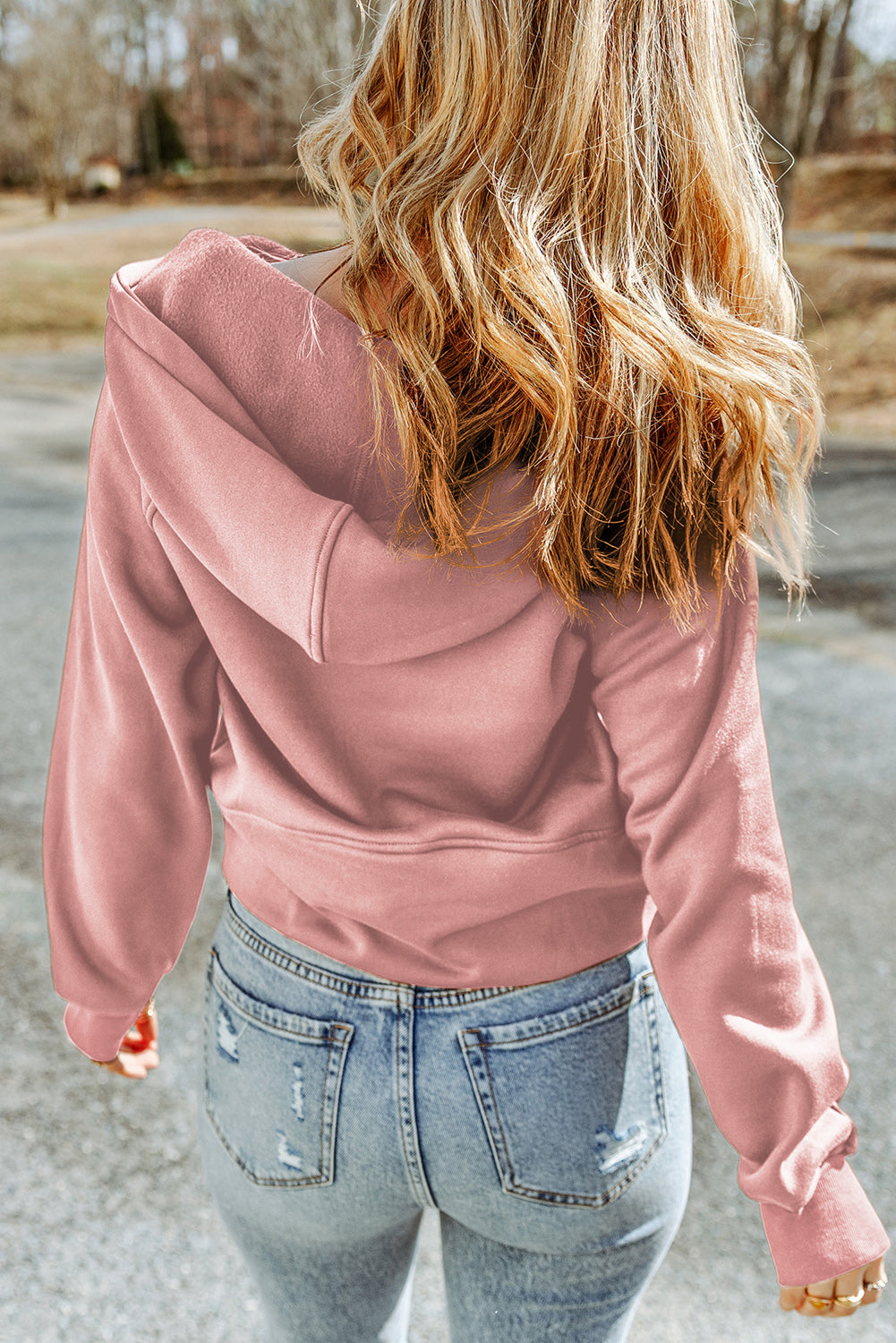 Bailey Half-Zip Thumbhole Sleeve Hoodie- 1 size Large/Caramel and 1 size Medium/Blush Pink left! FINAL SALE!