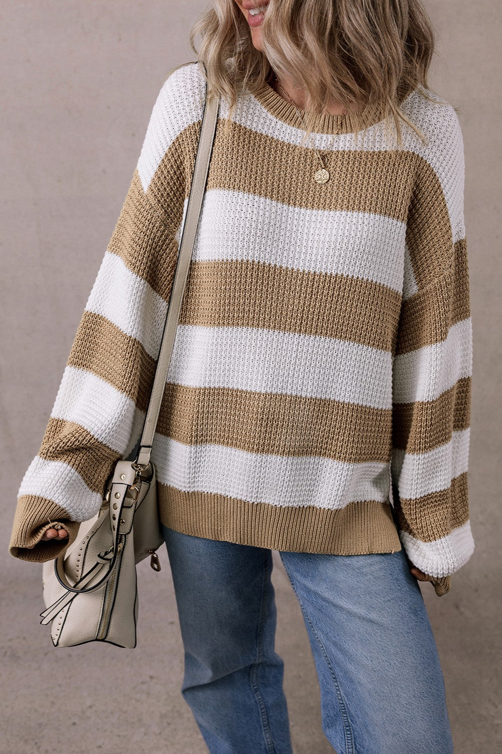PREORDER Color Block Round Neck Sweater