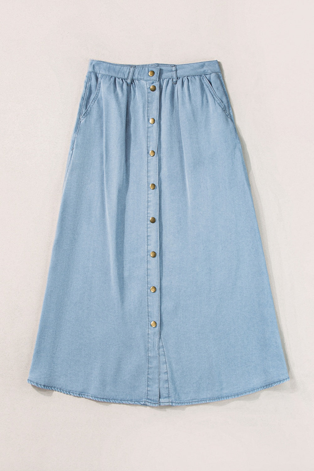PREORDER Snap Down High Waist Denim Skirt 2/9