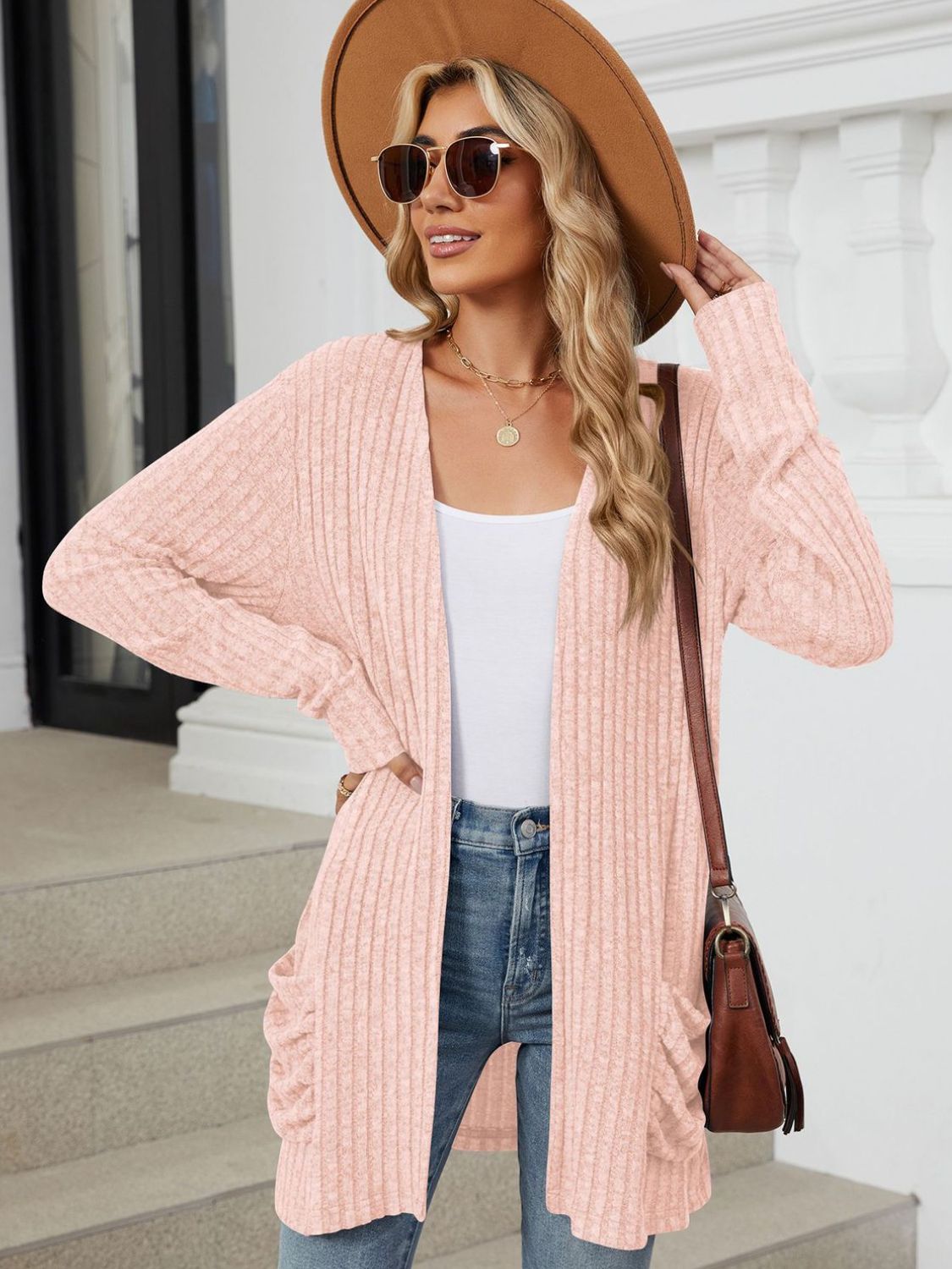 PREORDER Pocketed Open Front Long Sleeve Cardigan 2/9