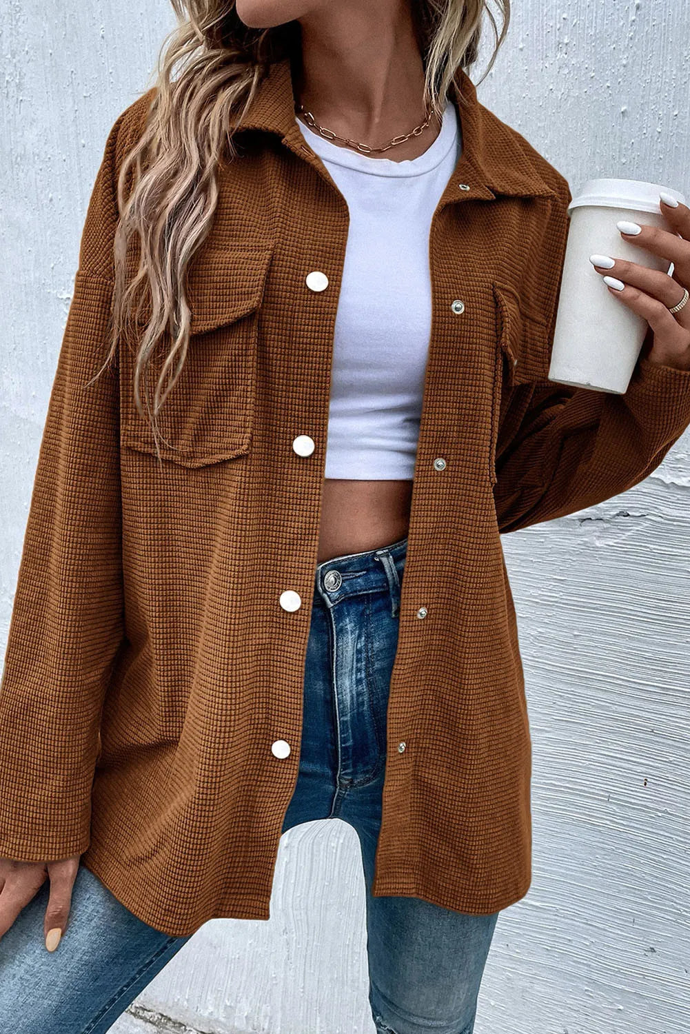 PREORDER Pocketed Snap Down Long Sleeve Jacket 2/9