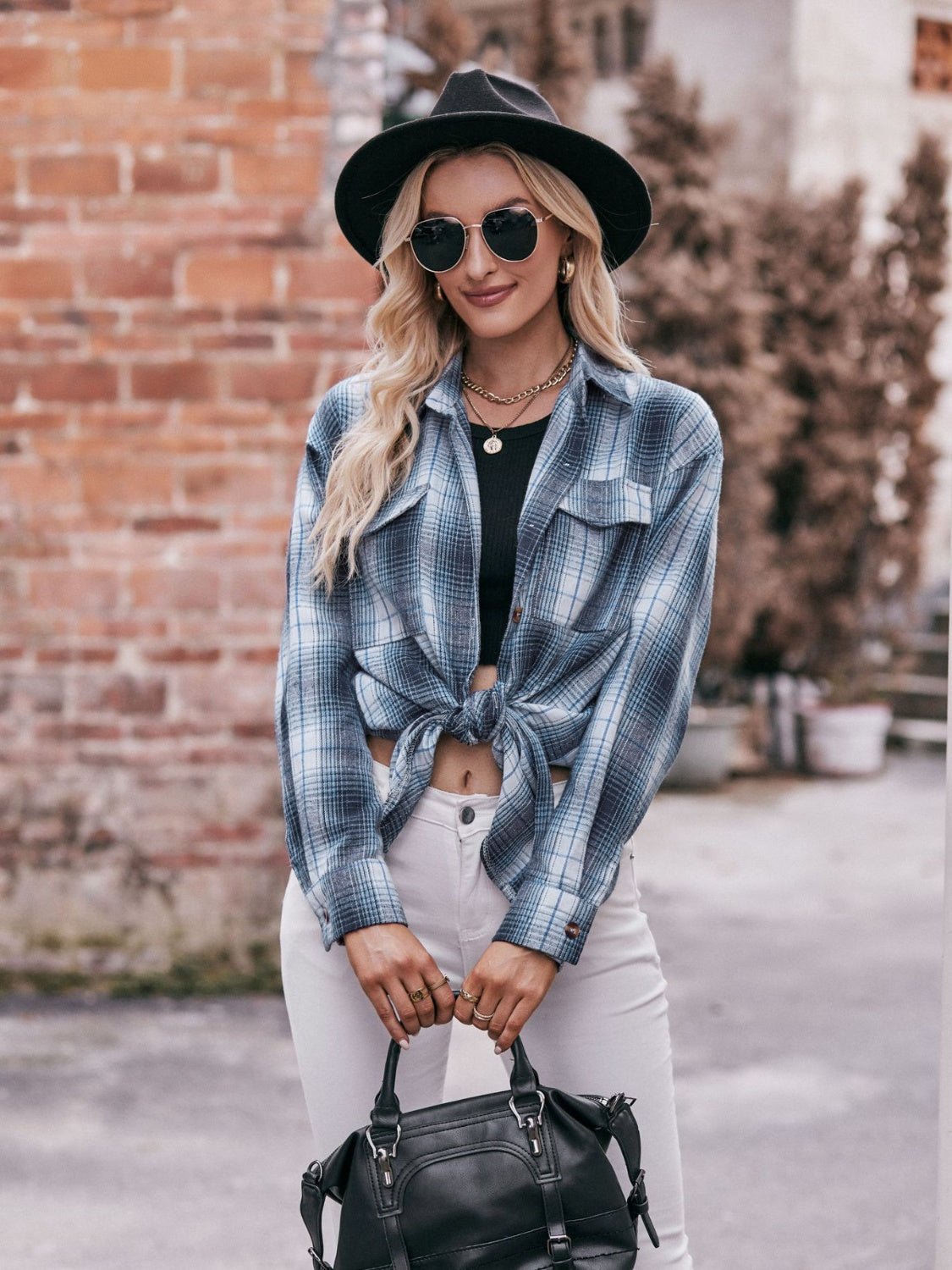 PREORDER Mandy Plaid Dropped Shoulder Longline Shirt