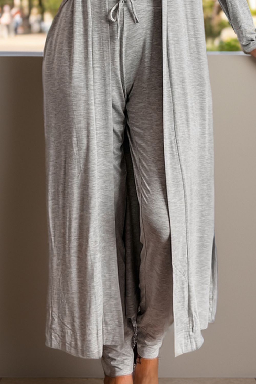 PREORDER Open Front Long Sleeve Cardigan and Pants Lounge Set 2/9