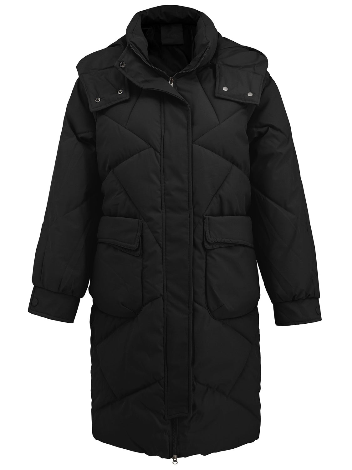 PREORDER Long Sleeve Longline Hooded Winter Coat with Pockets